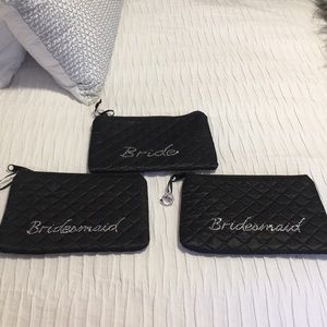 BRIDE and 2 BRIDESMAID quilted pouches